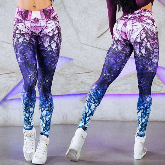 Fashion Mixed Color High Waist Printed Sports Yoga Pants - JWHL FASHION