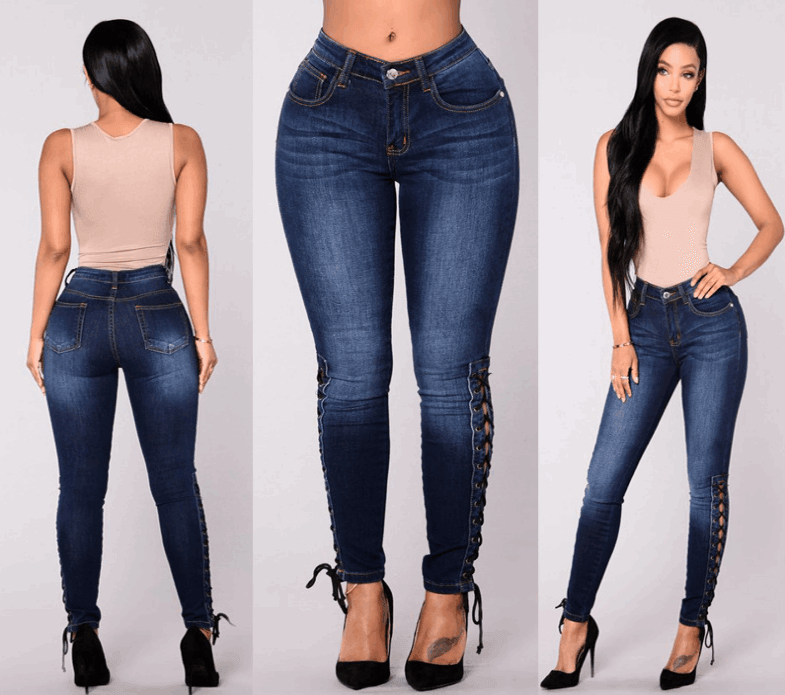 Dark jeans European and American fashion pants