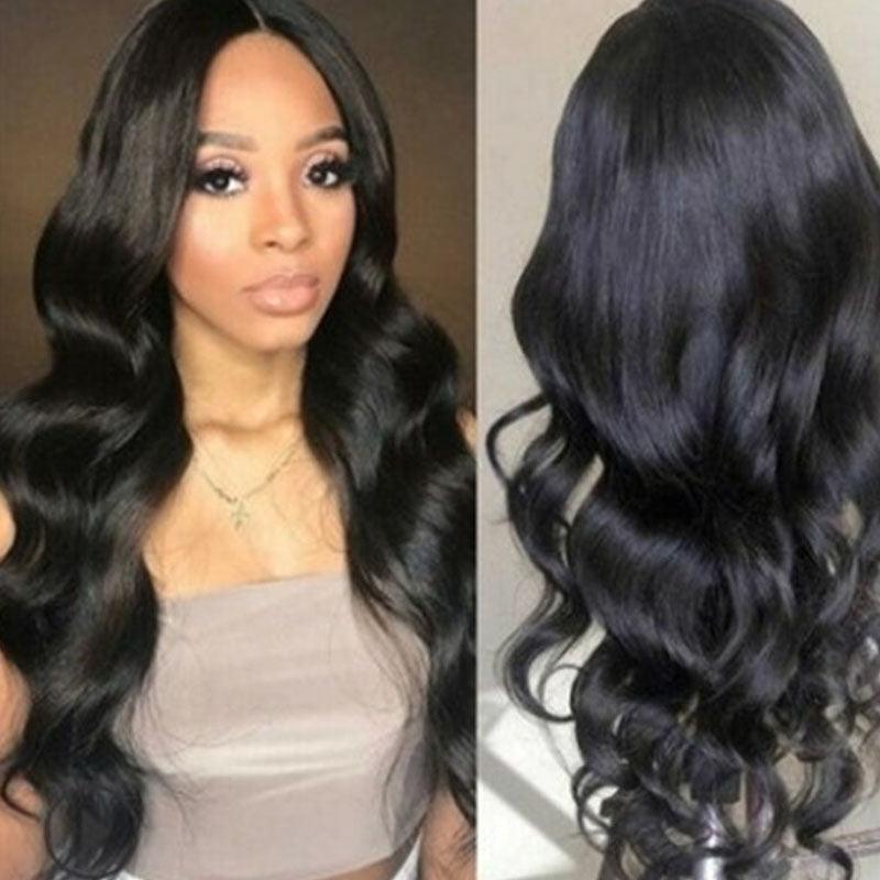 Medium Split Black Big Wave Chemical Fiber Wig - JWHL FASHION