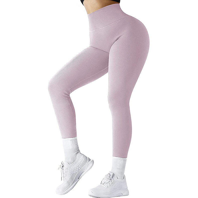 High Waist Seamless Leggings Threaded Knitted Fitness Pants