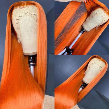 Front Lace Orange Human Hair Wig - JWHL FASHION