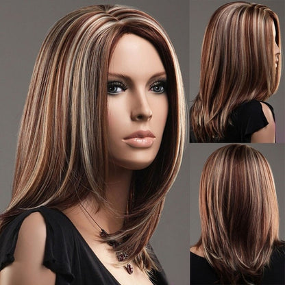 Linen Brown Highlights and Mixed Colors Chemical Fiber Wig