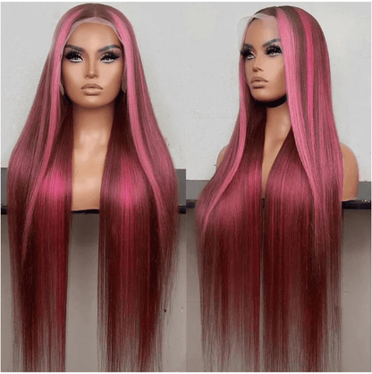 Piano Brown Straight Highlight Human hair Wig - JWHL FASHION