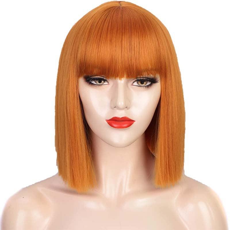 Full-head Short Straight Hair Synthetic Wig - JWHL FASHION