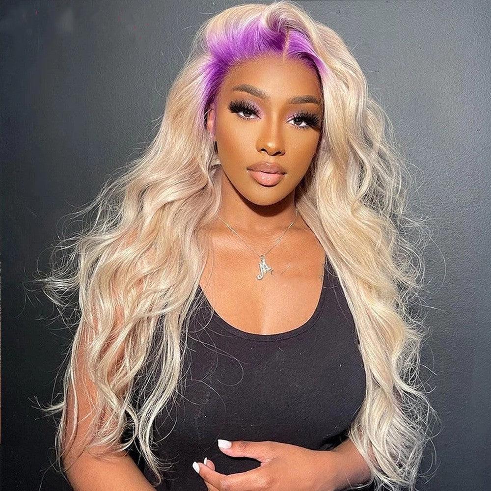 Simple Root Dyed Purple Human Hair Wig - JWHL FASHION