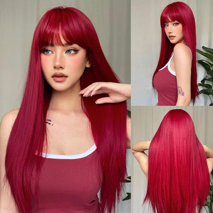 11. Red Long Straight Hair Synthetic Wig - JWHL FASHION