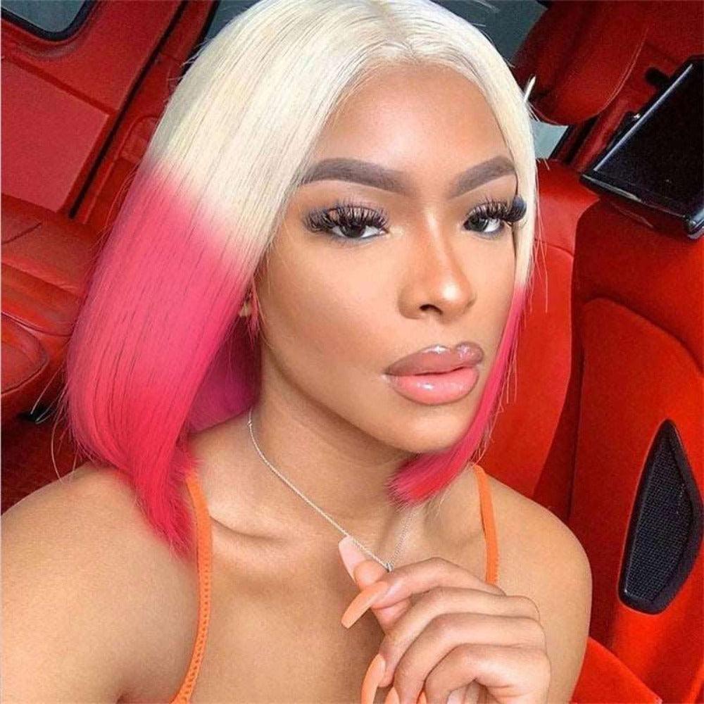 13. New Gradient Medium Short Straight Hair Synthetic Wig