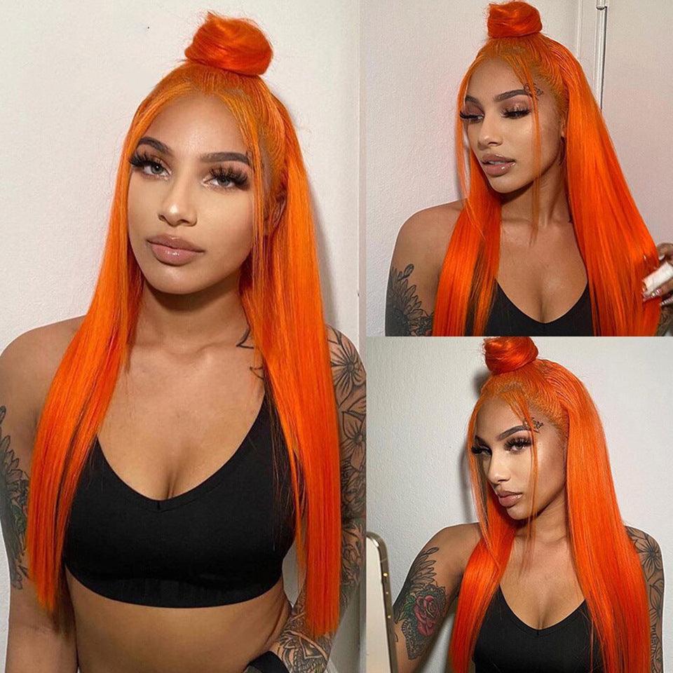 Front Lace Orange Human Hair Wig - JWHL FASHION