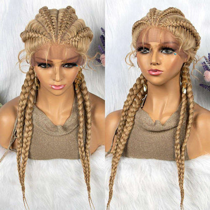 Front Lace Braided Wig With Baby Hair 4 Braids - JWHL FASHION