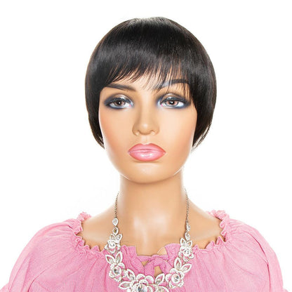 Short Pixie Cut 100% Human Hair Wig With Bang - JWHL FASHION