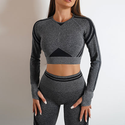 Seamless Long Sleeve & Yoga Pants Leggings,  Butt Lifting Slim Workout Sportswear Clothing