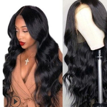 Medium Split Black Big Wave Chemical Fiber Wig - JWHL FASHION