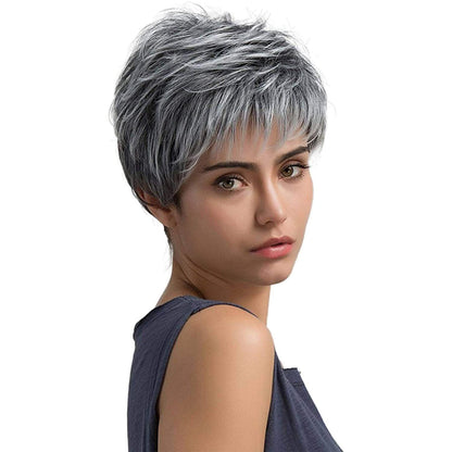 Gradient Silver Grey Chemical Fiber Wig - JWHL FASHION