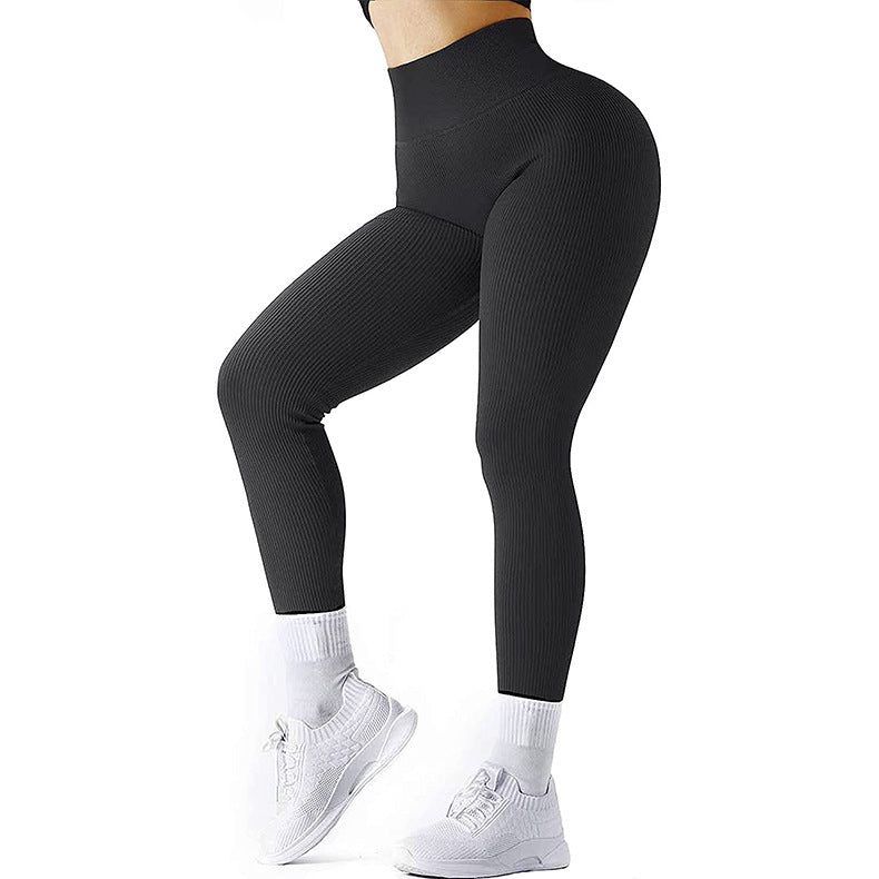 High Waist Seamless Leggings Threaded Knitted Fitness Pants