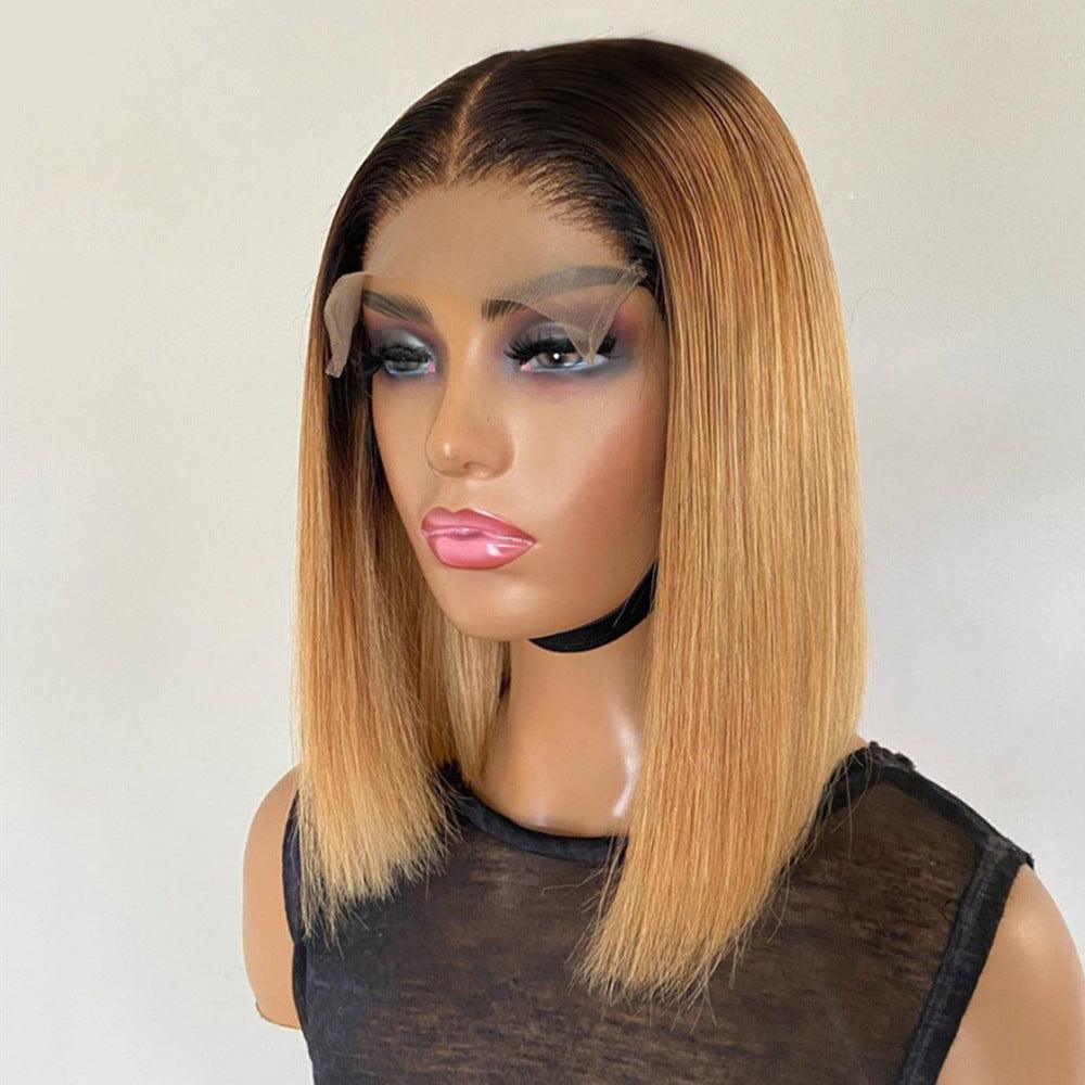 Short Gradient Honey Blonde Brazilian Human Hair Wig - JWHL FASHION