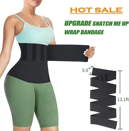 Snatch Me Up Bandage Tummy Wrap, Invisible Plus Size Trimmer Belt Leggings