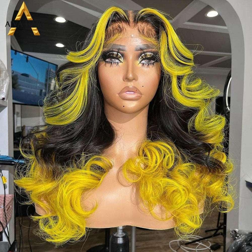 14. Gradient Orange Yellow Blue And Green human hair Wig