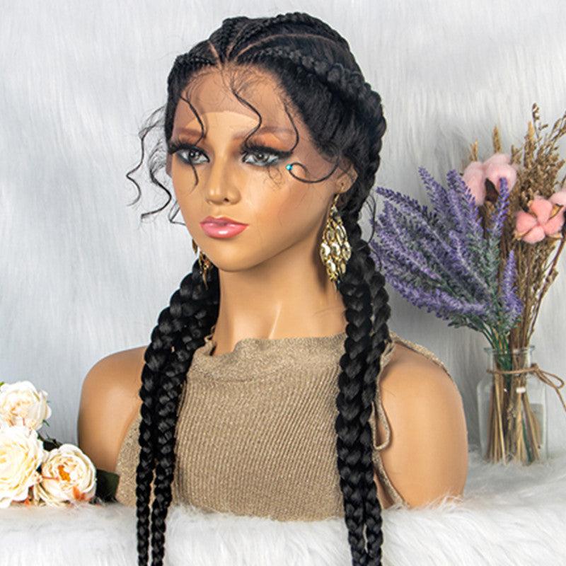 Front Lace Braided Wig With Baby Hair 4 Braids - JWHL FASHION