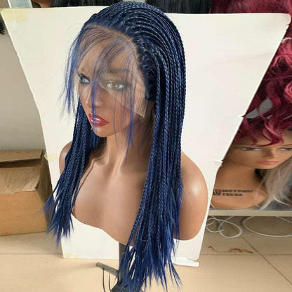 Blue three-strand braided Wig