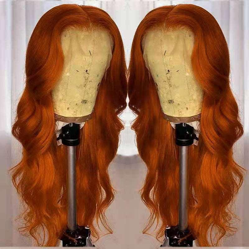 Dark Orange Smooth Human Hair Wig Set