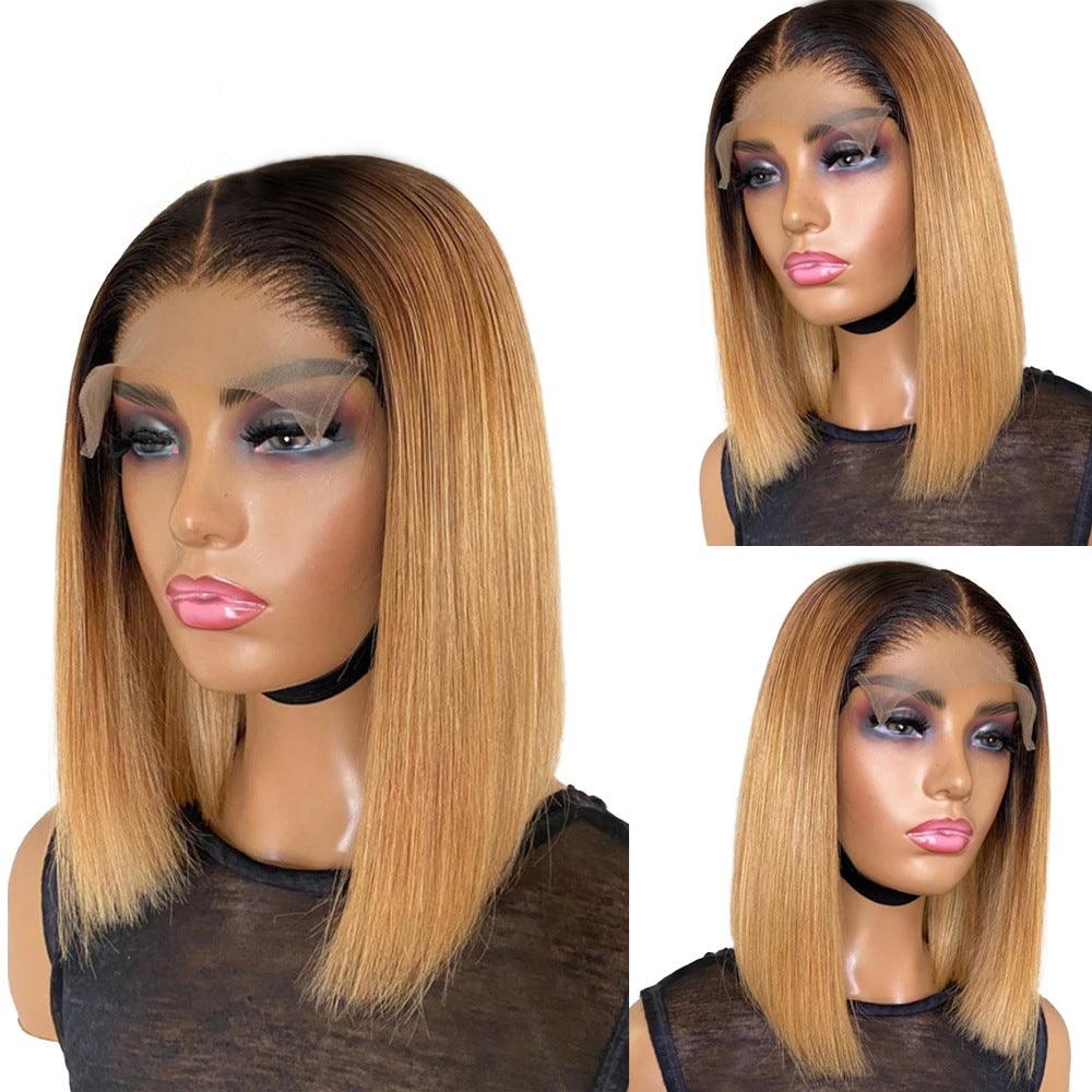 Short Gradient Honey Blonde Brazilian Human Hair Wig - JWHL FASHION