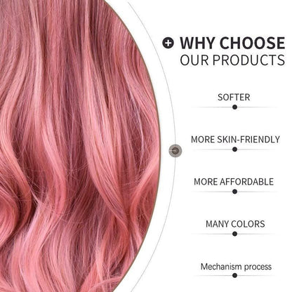 Gradient Pink Chemical Fiber Wig - JWHL FASHION