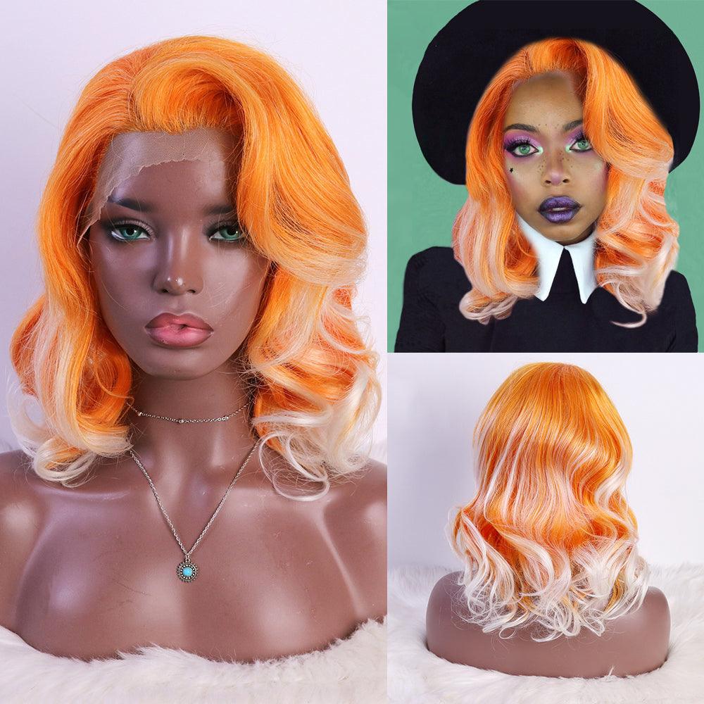 Orange White High-Temperature Silk Synthetic Wig - JWHL FASHION