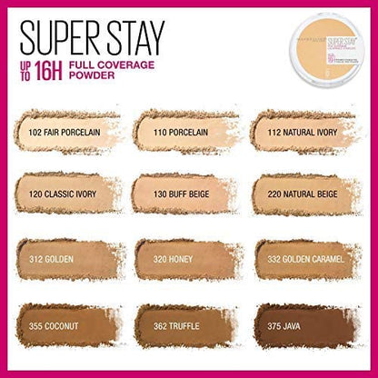 Maybelline Super Stay Full Coverage Powder Foundation Makeup, Up to 16 Hour Wear, Soft, Creamy Matte Foundation, 1 Count