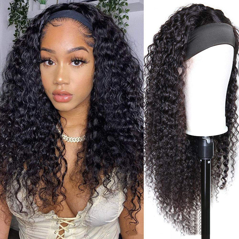 Long Curly Hair Natural Color Full Real Human Hair Turban Wig - JWHL FASHION