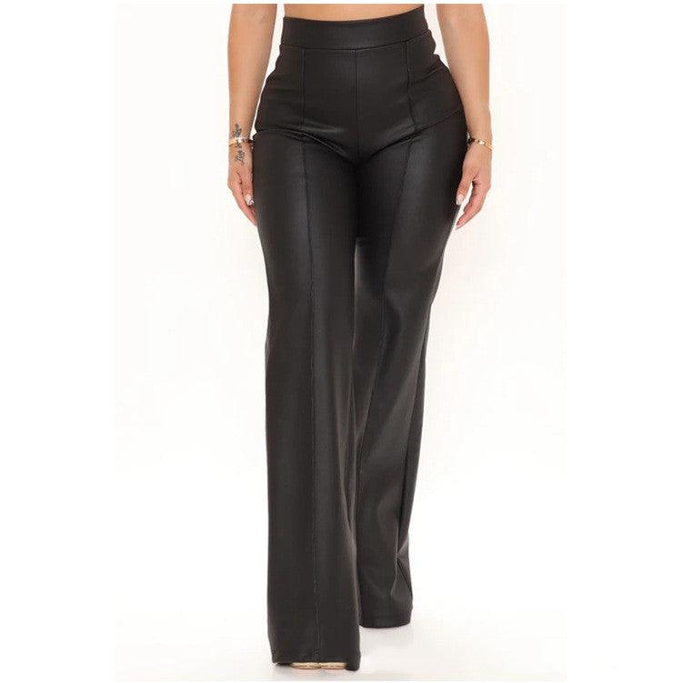 High Waist Loose Women's Faux Leather Pants or Trousers - JWHL FASHION