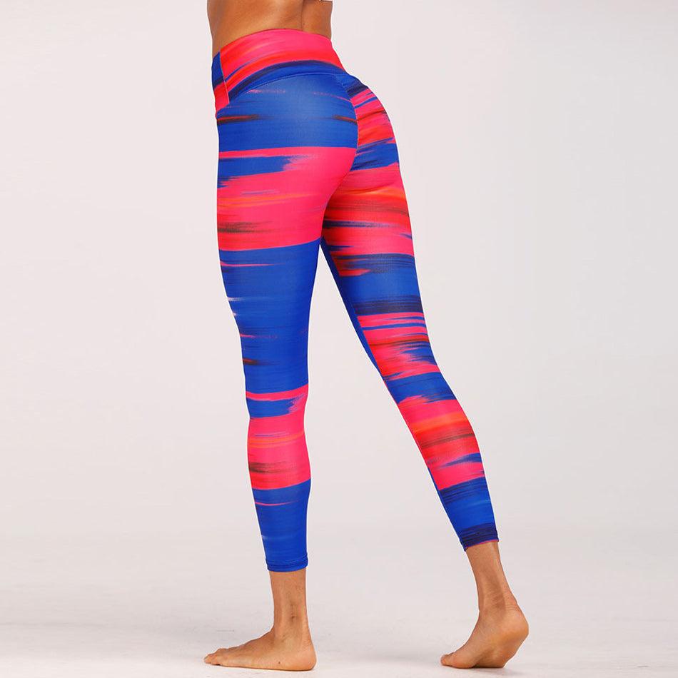 Digital Print yoga pants, High waist Contrast color athletic leggings - JWHL FASHION