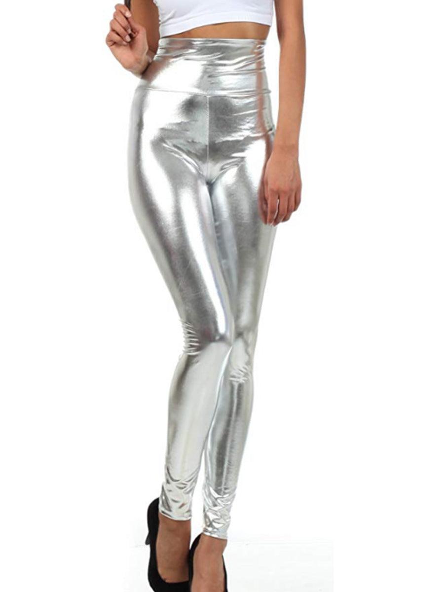 Bright Leather Women's High Waist Pants - JWHL FASHION