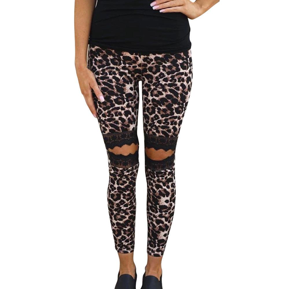 Hollow lace leopard leggings - JWHL FASHION