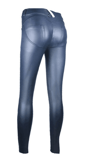 Women's Peach Hip Color High Elastic Leather Pants - JWHL FASHION