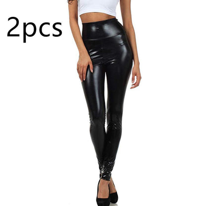 Bright Leather Women's High Waist Pants - JWHL FASHION