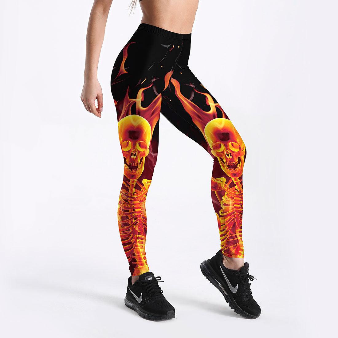 Women's Thin Breathable Slim Flame Skeleton Leggings - JWHL FASHION