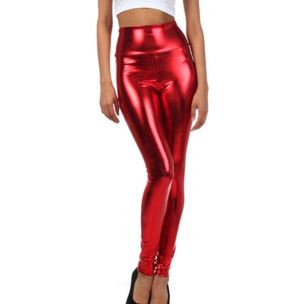 Bright Leather Women's High Waist Pants - JWHL FASHION