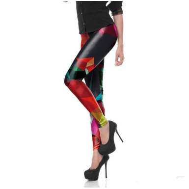 Geometric Diamond-shaped Colourful Leggings - JWHL FASHION