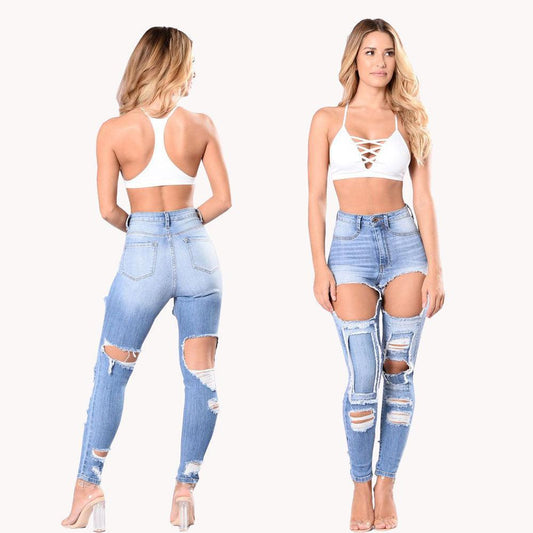 Jeans ripped explosions women's trousers - JWHL FASHION