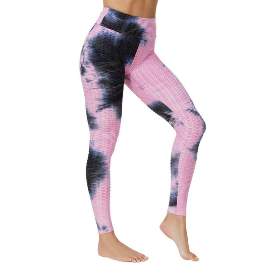 Yoga Jacquard Tie-Dye Bubble Yoga Pants - JWHL FASHION