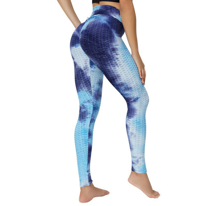 Yoga Jacquard Tie-Dye Bubble Yoga Pants - JWHL FASHION