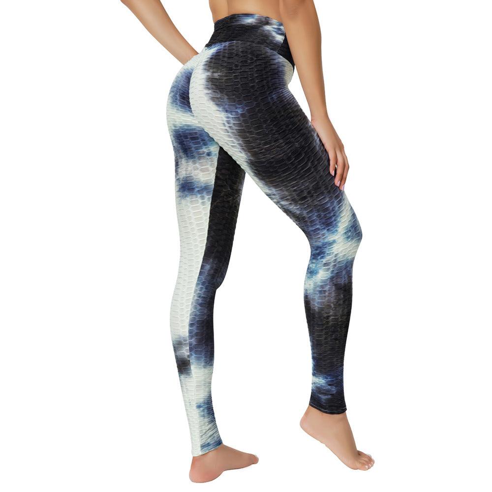 Yoga Jacquard Tie-Dye Bubble Yoga Pants - JWHL FASHION