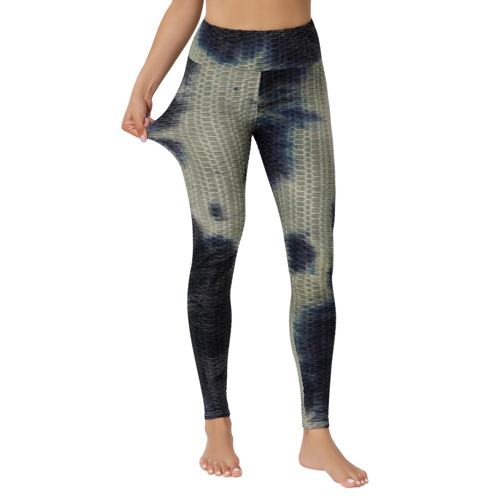 Yoga Jacquard Tie-Dye Bubble Yoga Pants - JWHL FASHION