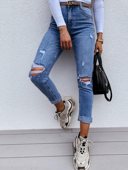 Winter New Style Hot-Selling Ladies Jeans Ripped Holes - JWHL FASHION