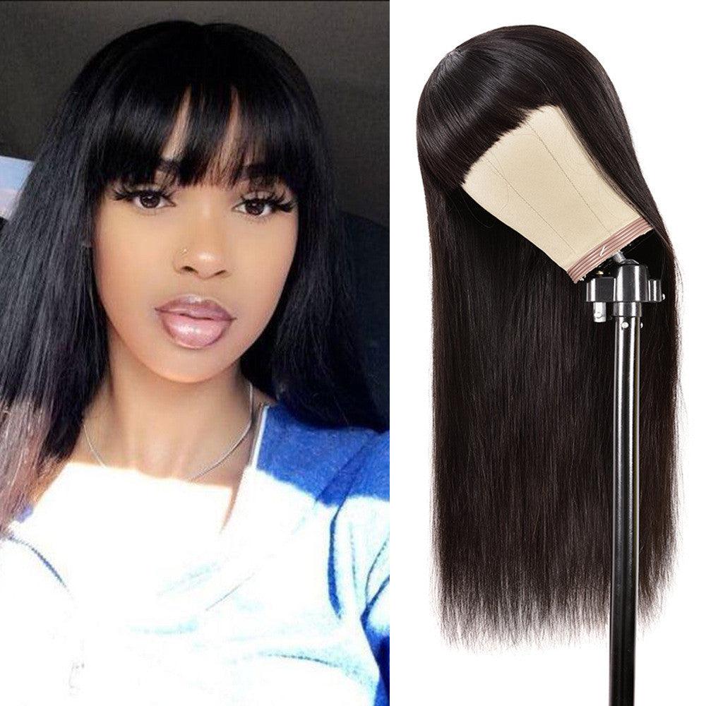 Qi Bangs Headgear Upside Down Real Human Hair Wig - JWHL FASHION