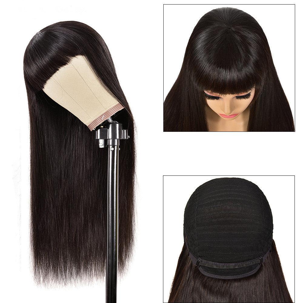 Qi Bangs Headgear Upside Down Real Human Hair Wig - JWHL FASHION