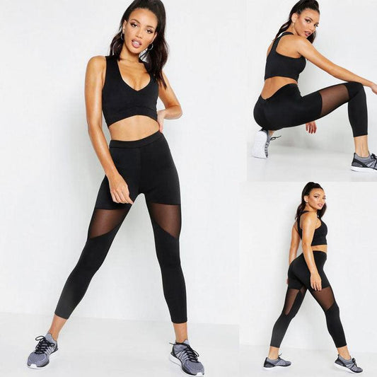 Mesh Stitching LeggingsSports Nine-Point Yoga Women's Pants - JWHL FASHION