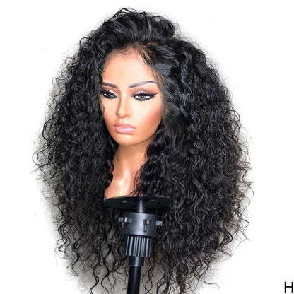 Ladies Black Front Lace Small Wavy Curly Hair chemical fiber Wig - JWHL FASHION