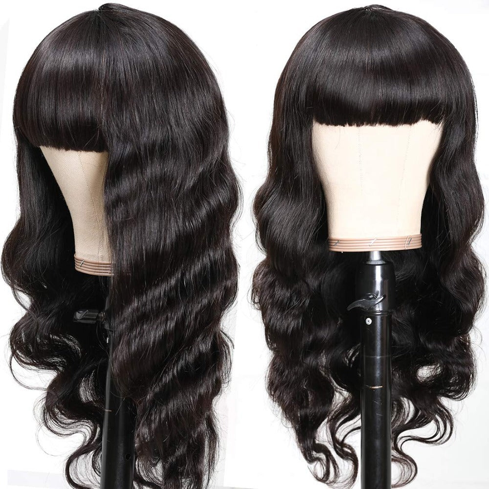 Real Hair Body Human Hair Wig With Bangs - JWHL FASHION