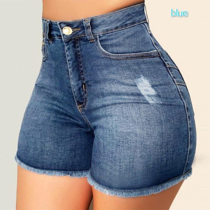 High Waisted Denim Push Up Skinny Slim Denim Shorts Jeans - JWHL FASHION